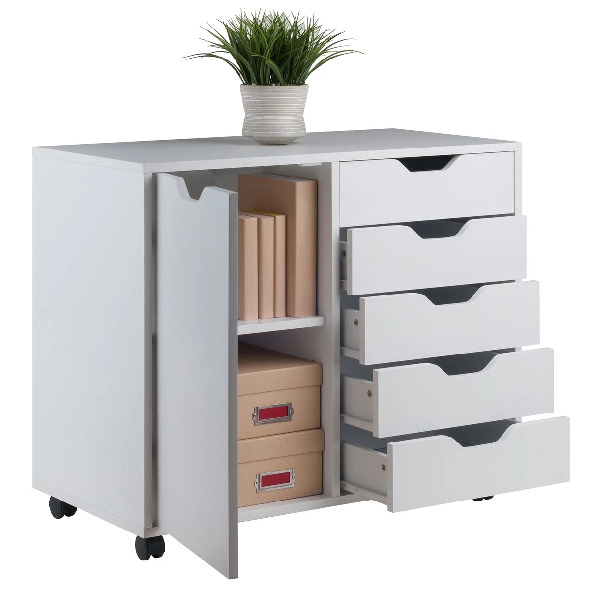 5 Drawer Wood Mobile Side Cabinet R877