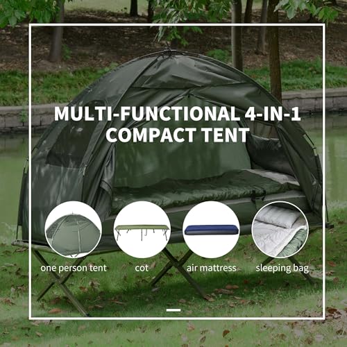 Folding Camping Cot with Air Mattress, Sleeping Bag & Foot Pump T469307