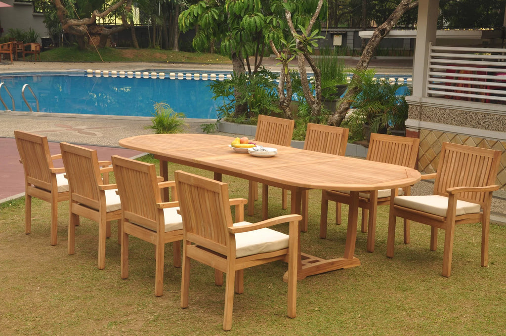 Grade-A Teak 9 Pc 8 Seater Dining Set U5211
