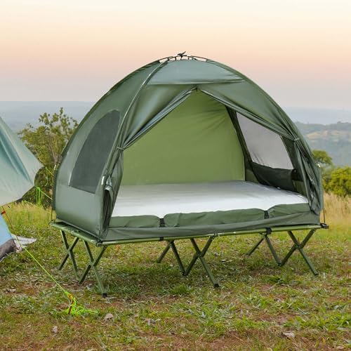 Folding Camping Cot with Air Mattress, Sleeping Bag & Foot Pump T469307