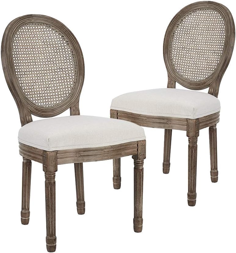 Set of 2 Beige Rattan Back Accent Chairs M951
