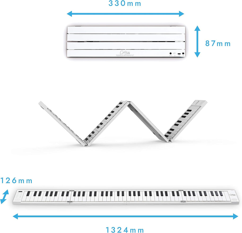 White Portable Digital 88 Key Folding Piano Keyboard with Sustain Pedal and Storage Bag A184774