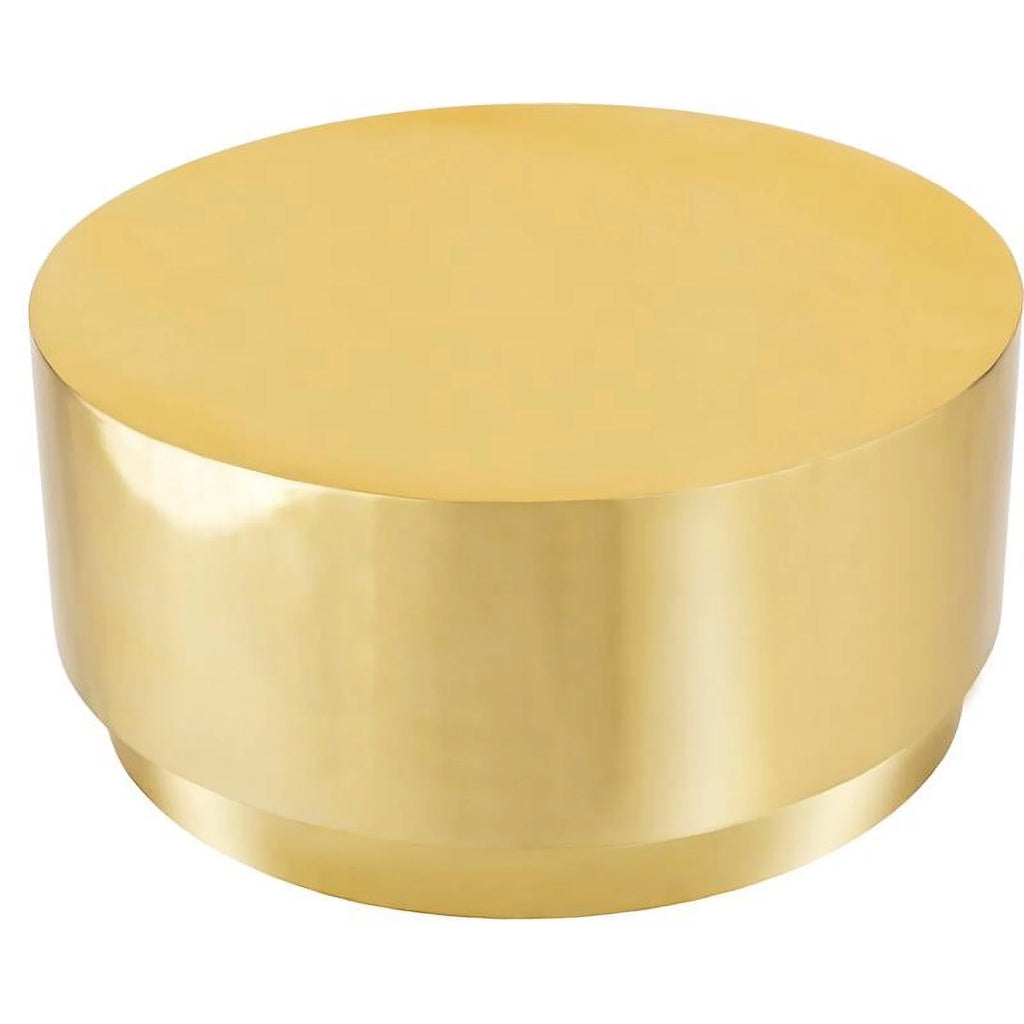 Gold Stainless Steel Drum Coffee Table Z169