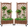 Set of 2 48in Wood Planter Box & Lattice Trellis with Drainage L5770