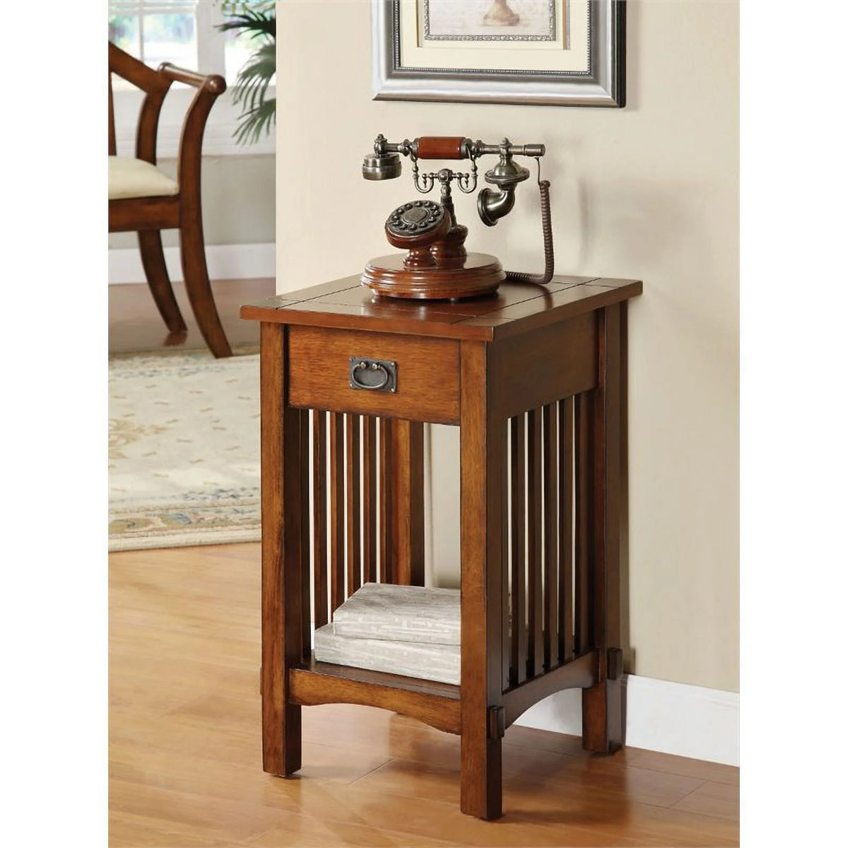 Antique Oak Wood Shelf and End Table Set L3548