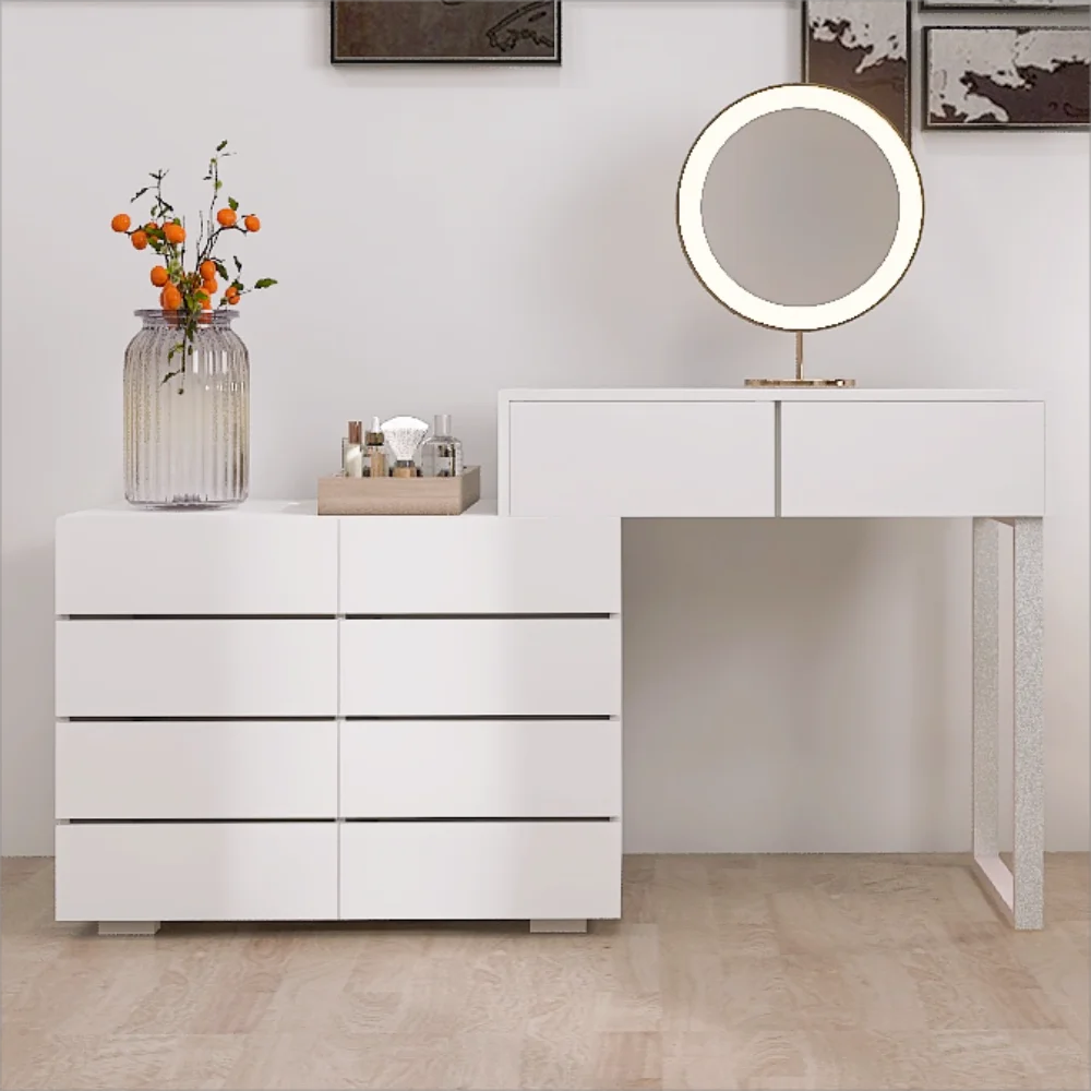 White 6 Drawer Rustic Wood Dresser L4651