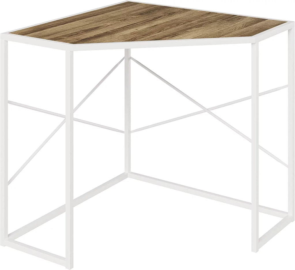 White Corner Computer Desk with Steel Frame B82563