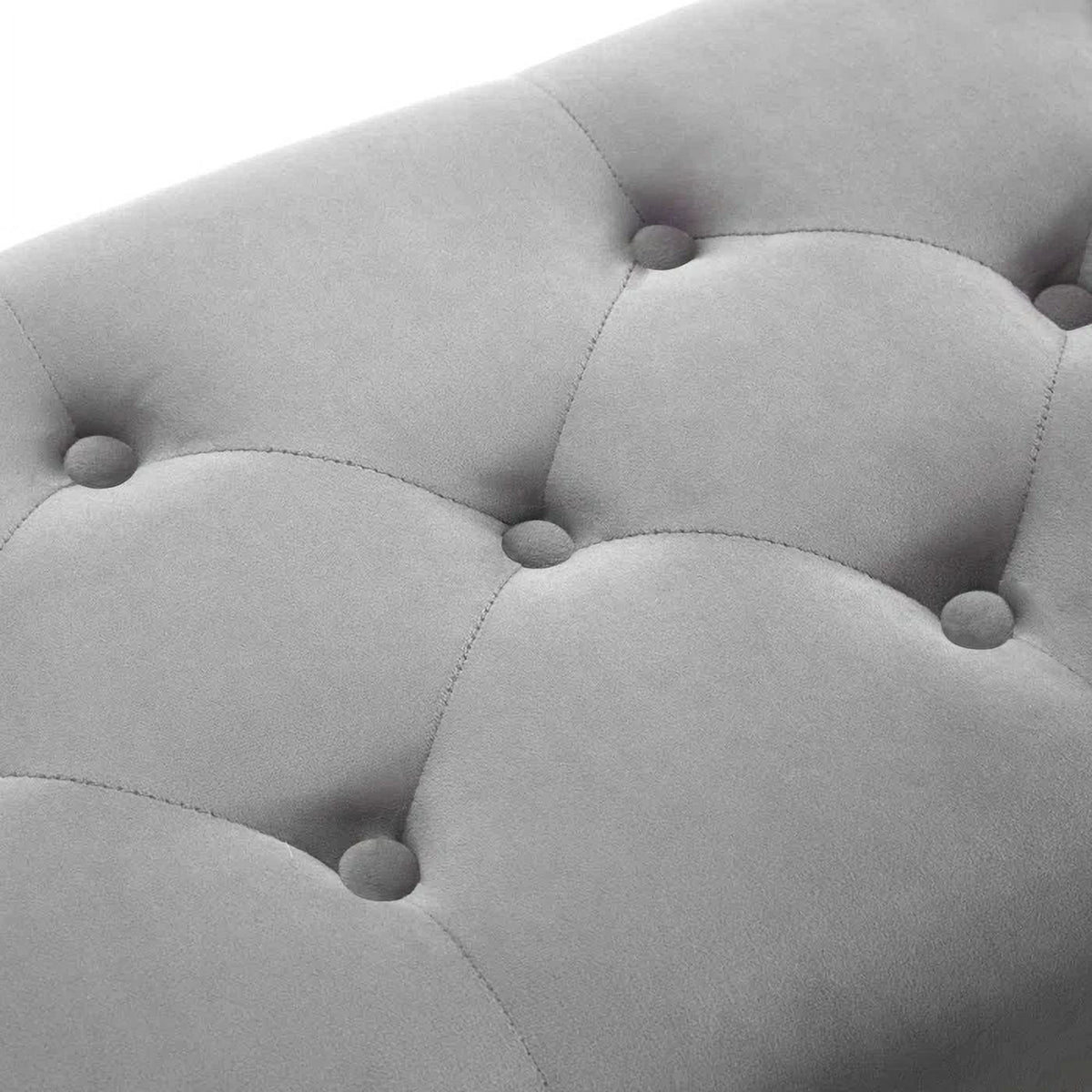 Gray and Golden Velvet Ottoman with Metal Base N241