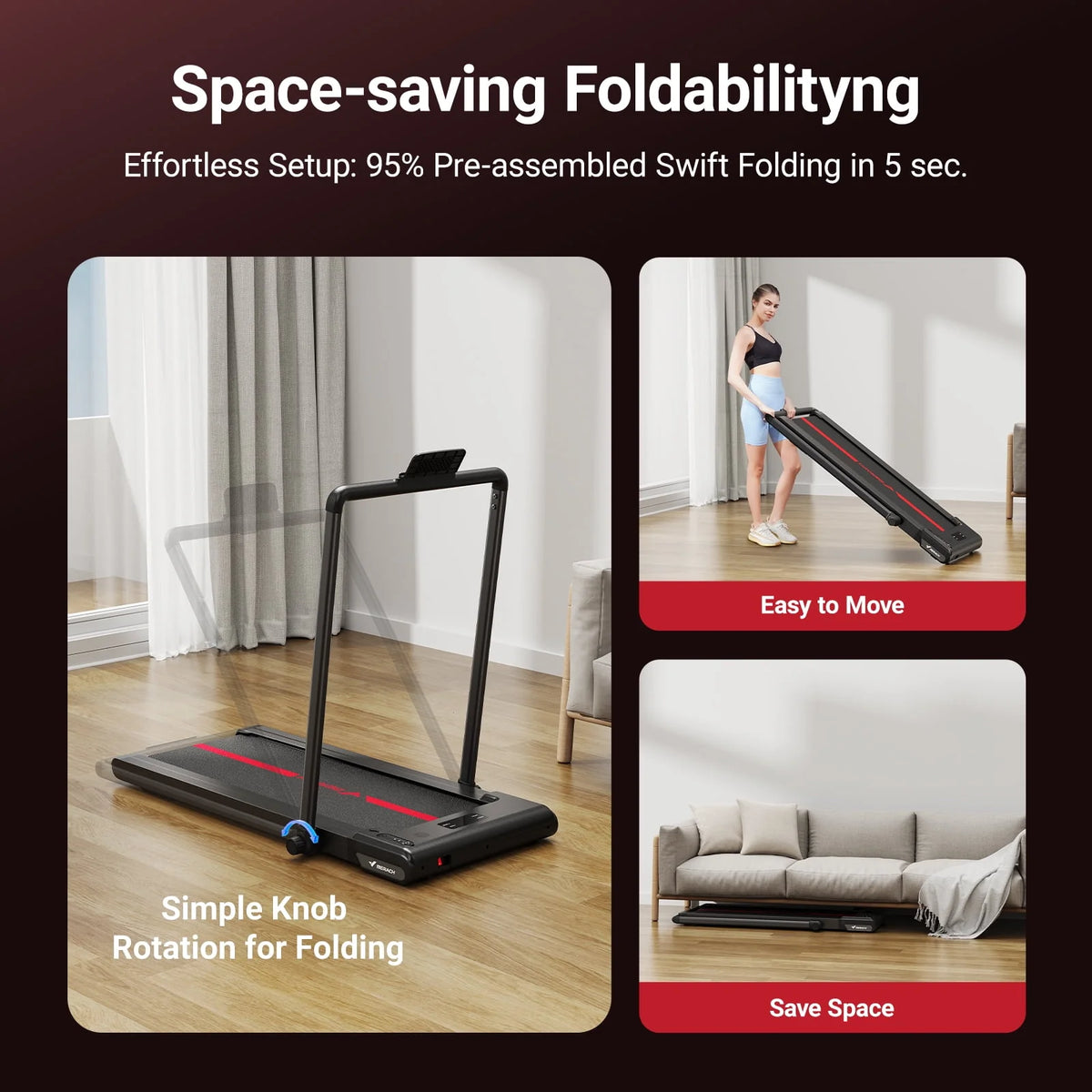 Folding Treadmill with 265 LB Weight Capacity D653