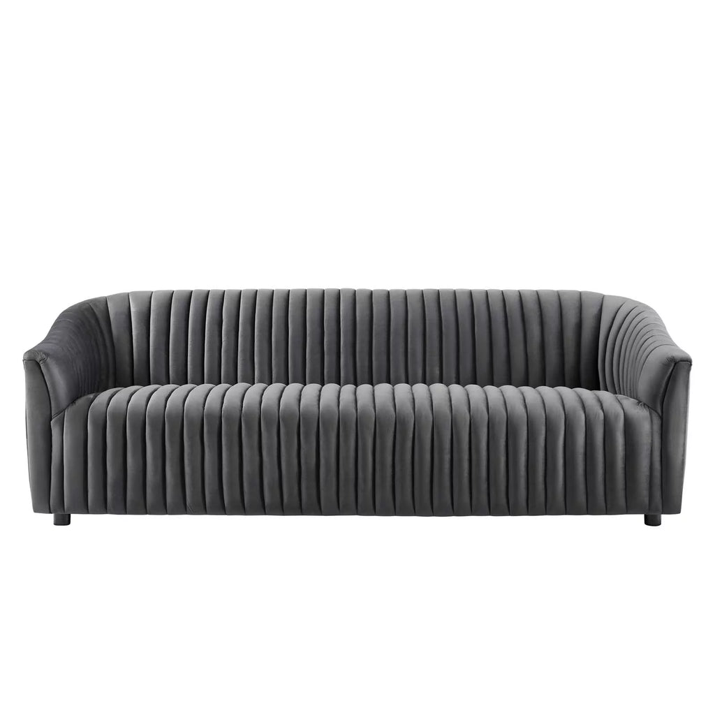 Charcoal Grey Velvet Tufted Sofa O505824