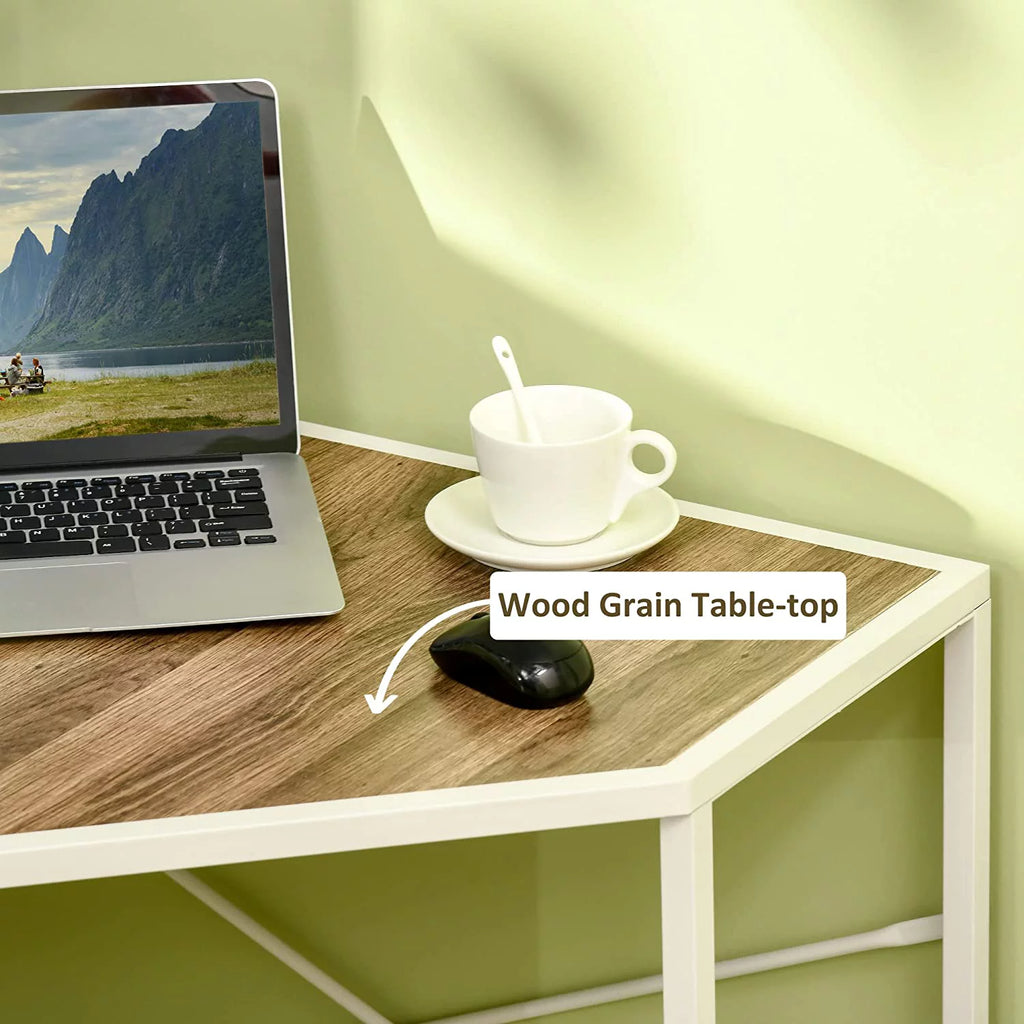 White Corner Computer Desk with Steel Frame B82563