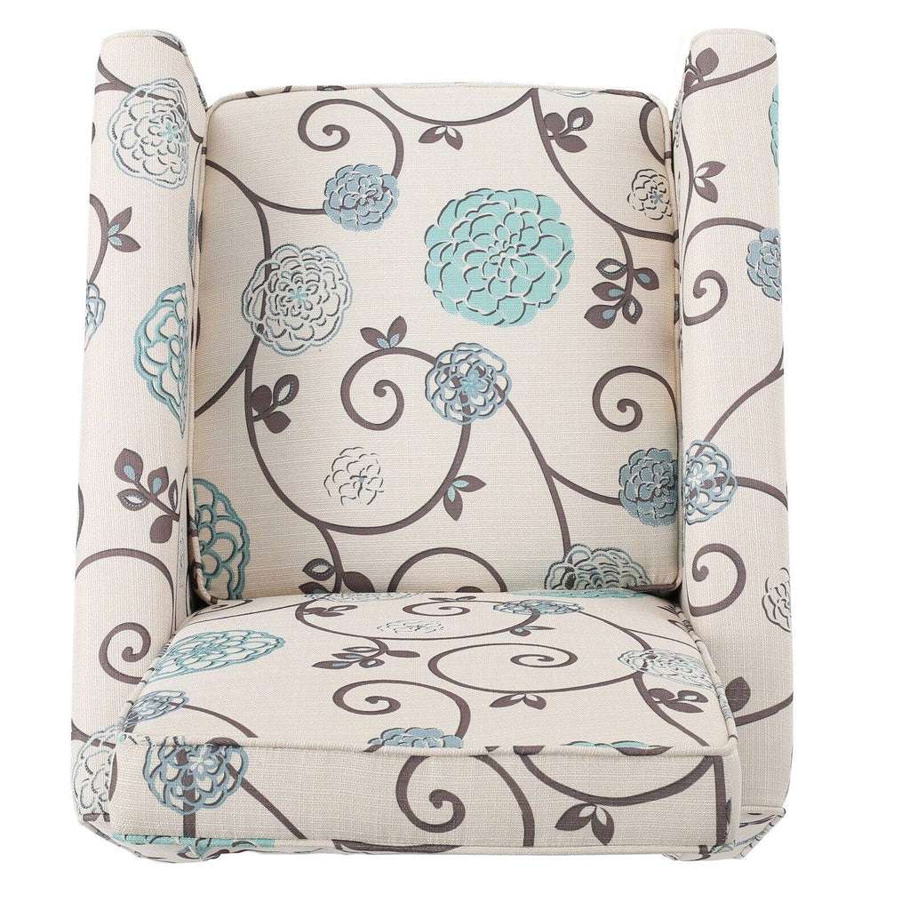 White and Blue Fabric Recliner X6653