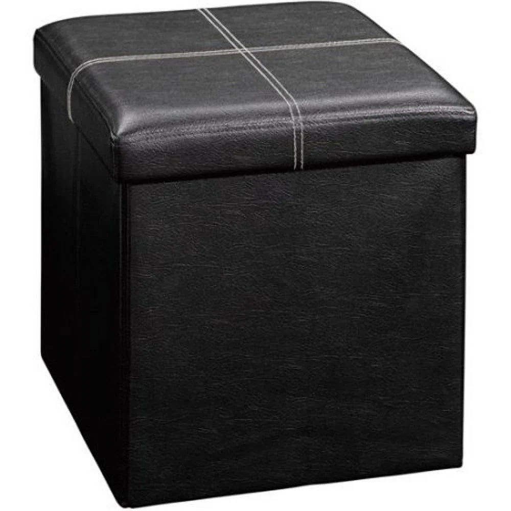 Black Folding Storage Ottoman Y440