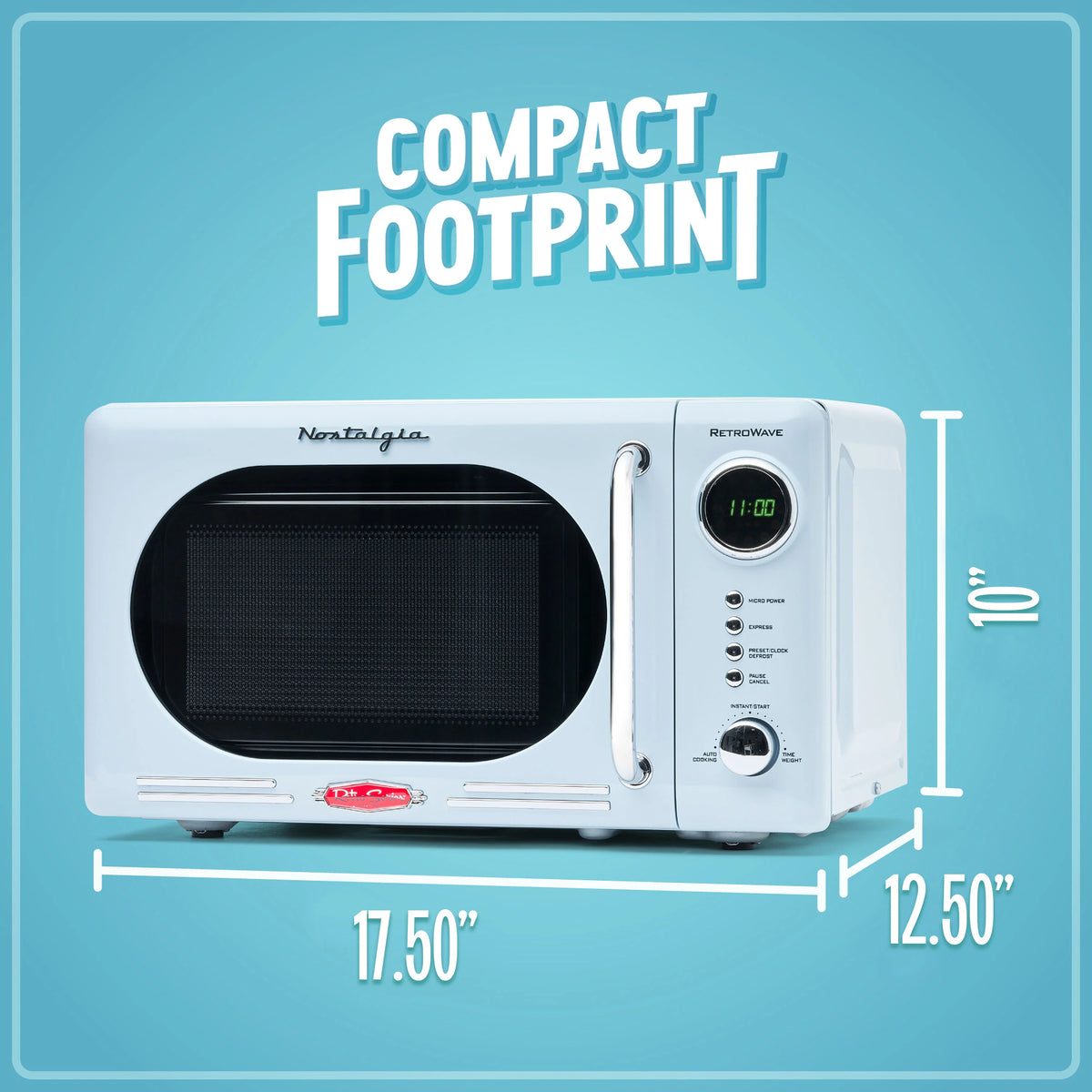 Blue 0.7 Cubic Foot 700-Watt Countertop Microwave Oven W15097