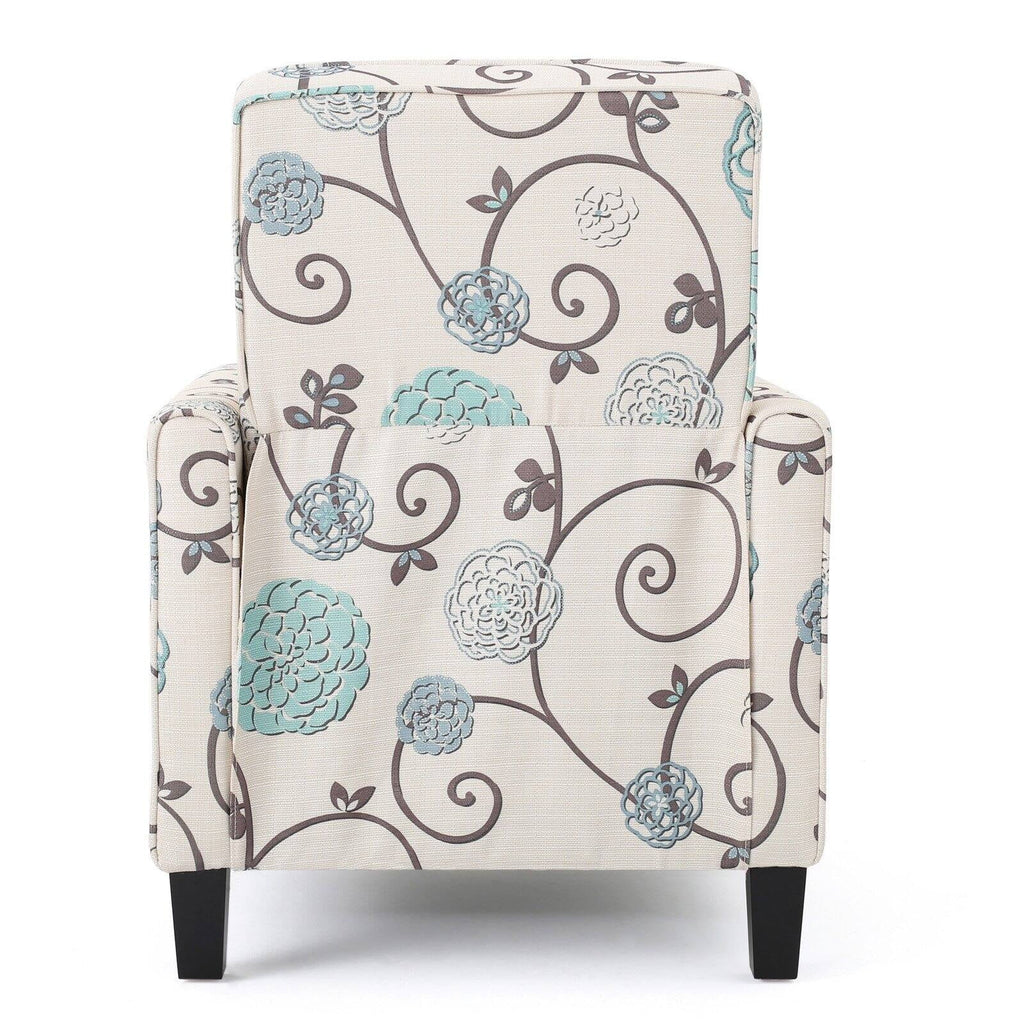 White and Blue Fabric Recliner X6653