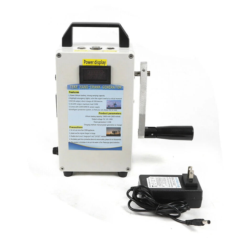 Portable Hand Crank Generator Emergency Power Supply USB Charger V75207