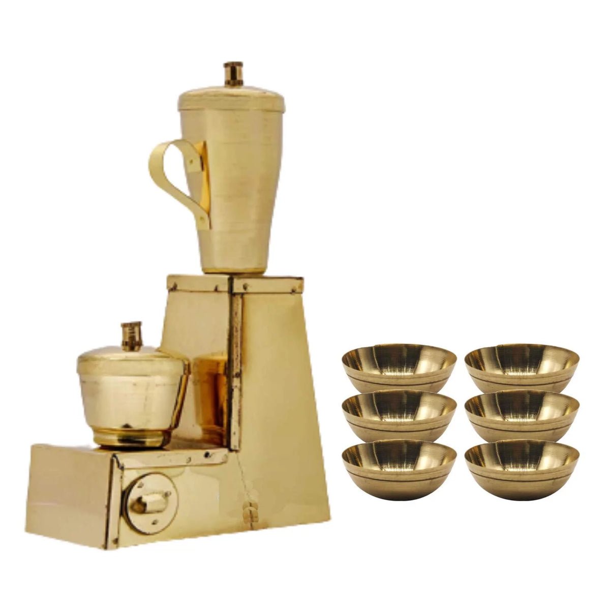 Handicraft Brass Kitchen Pretend Cooking Miniature (Mixer Grinder & 6 Bowls) J20373