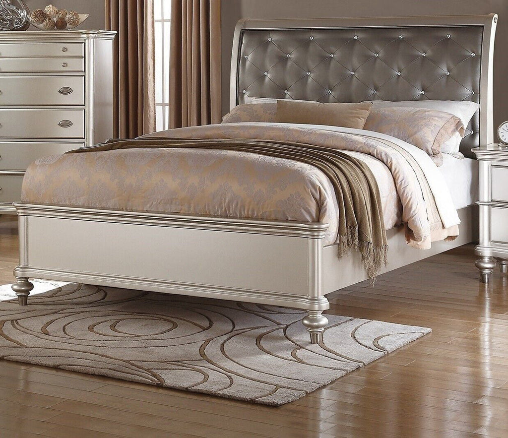 King Size Faux Leather Tufted Headboard Bed L68478