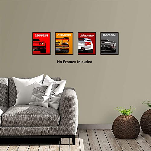 Car Wall Art Prints Set of 4 8"x10" Unframed E123128