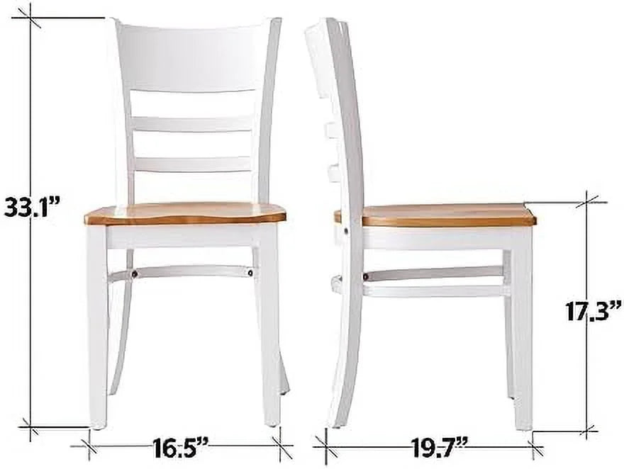 Wooden Dining Chairs Set of 2 Ladder Back Armless Walnut X7269