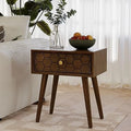White Set of 2 Square Wood End Table with Drawer G3067