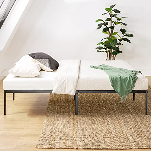 14 Inch Metal Platform Bed with Steel Slat Mattress Foundation Queen Black L910