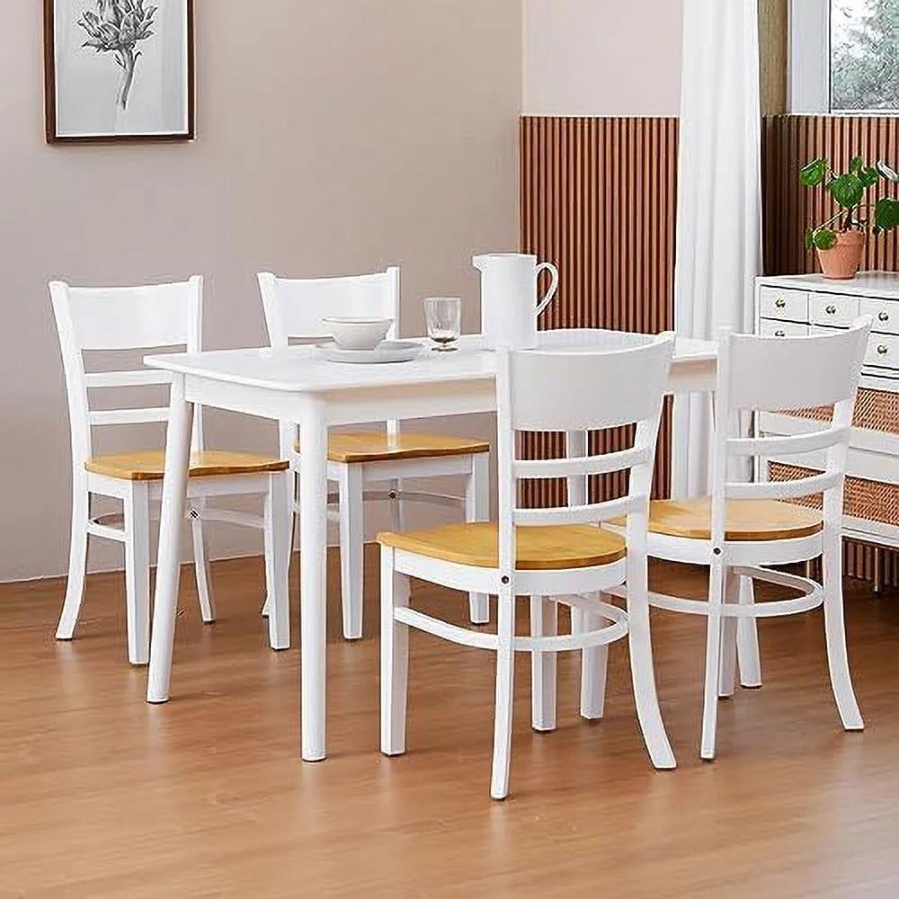 Wooden Dining Chairs Set of 2 Ladder Back Armless Walnut X7269