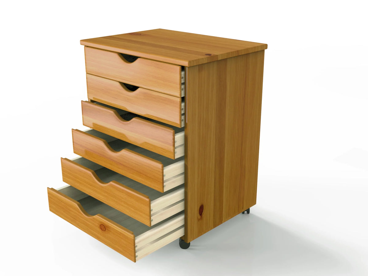 Solid Wood 6 Drawer Roll Cart B819