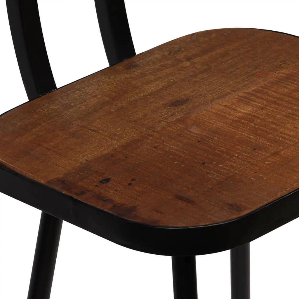 4 Piece Reclaimed Wood Bar Stools with Backrest Steel Frame X401