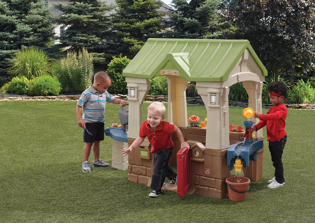 Brown Toddler Playhouse with Grill and Planter V4962