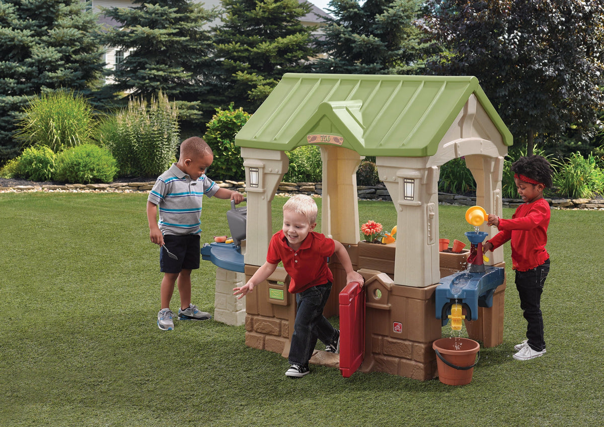 Brown Toddler Playhouse with Grill and Planter V4962