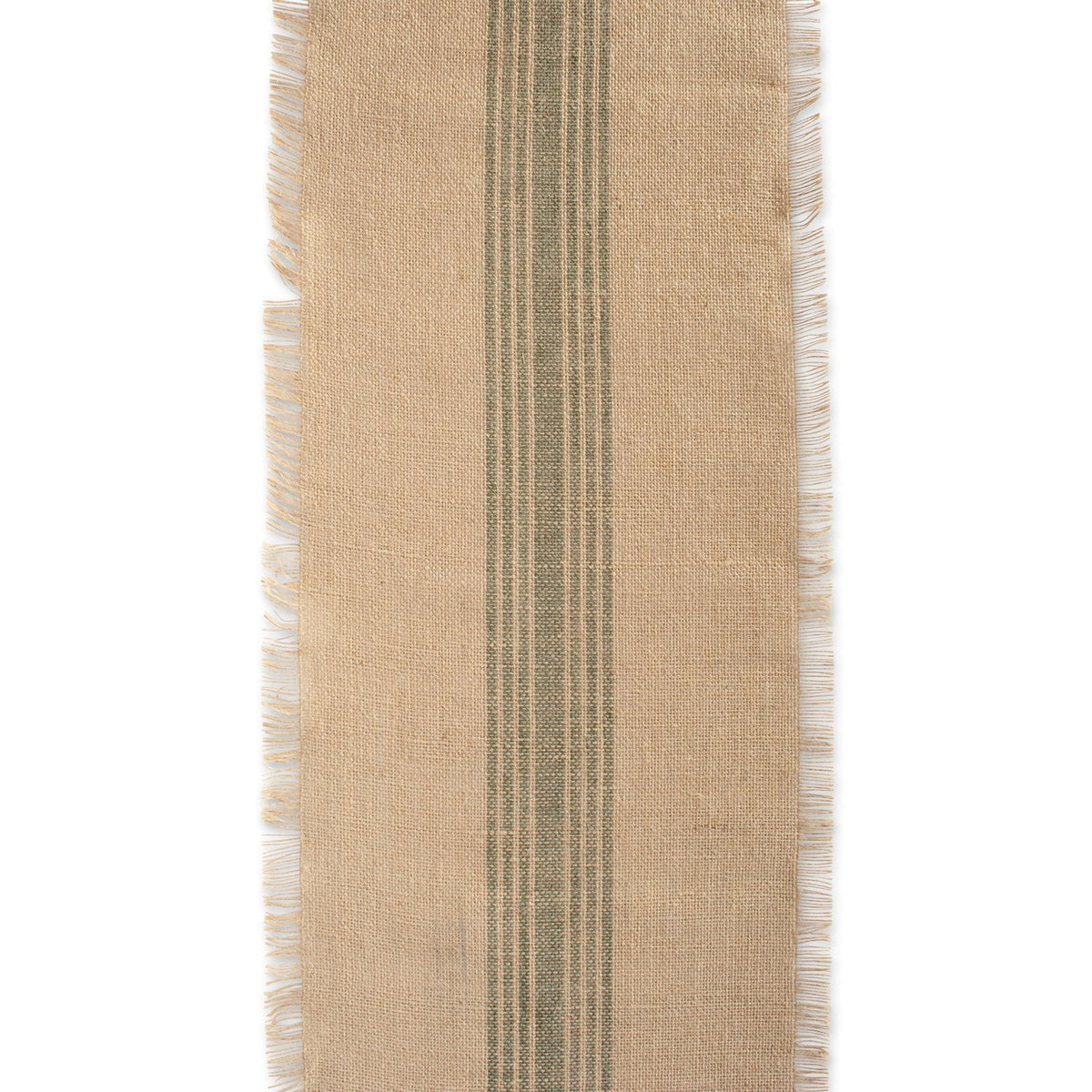 14x72" Beige Green Stripe Burlap Table Runner C660653