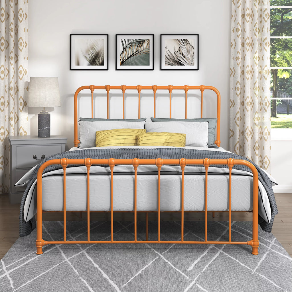 Metal Platform Bed Full Navy Blue J842305
