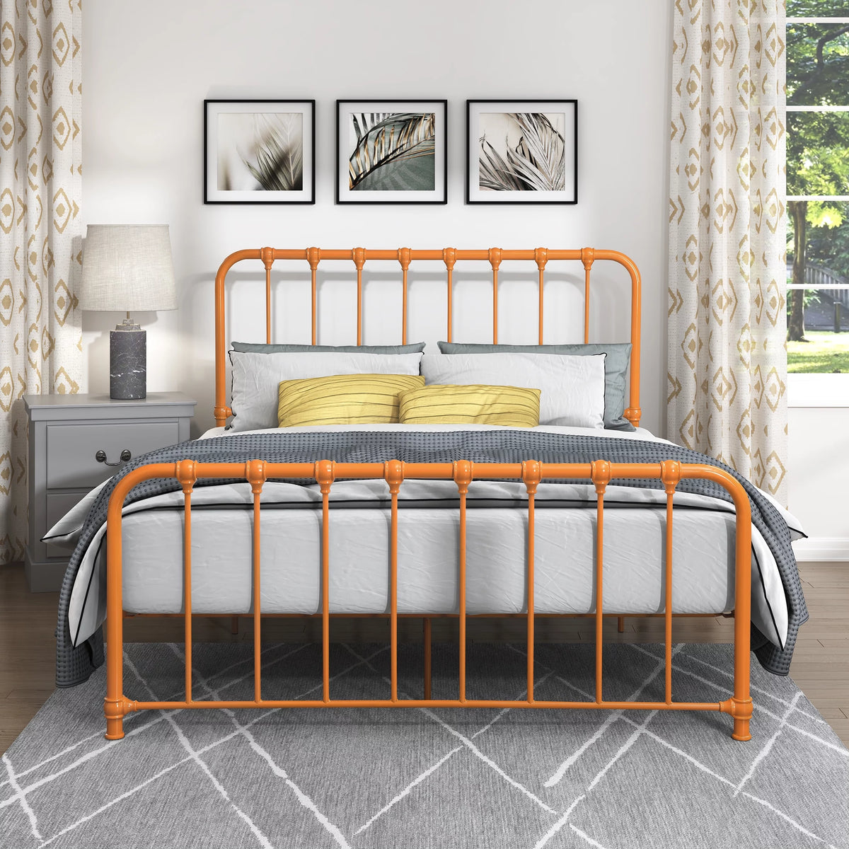 Metal Platform Bed Full Navy Blue J842305