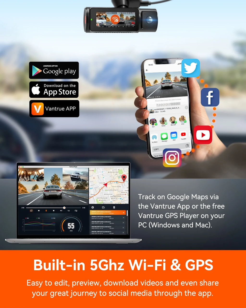 3 Channel 4K WiFi Dash Cam K702319