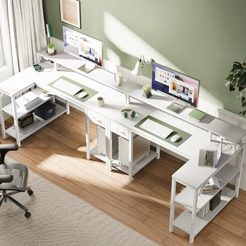 47 inch Reversible L Shaped Desk with LED Lights & Power Outlets U550825