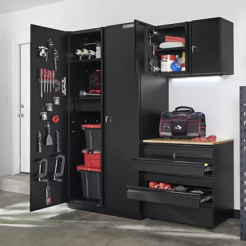 3-Piece Heavy Duty Welded Steel Garage Storage System in Black B1808