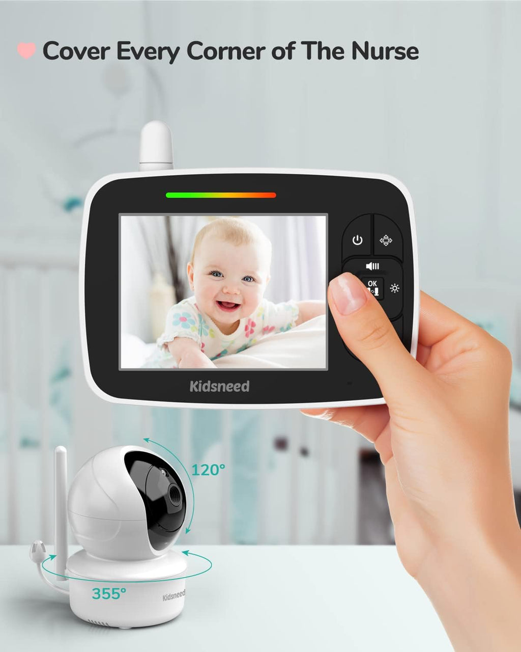 Video Baby Monitor with Pan-Tilt-Zoom Camera and Night Vision B806