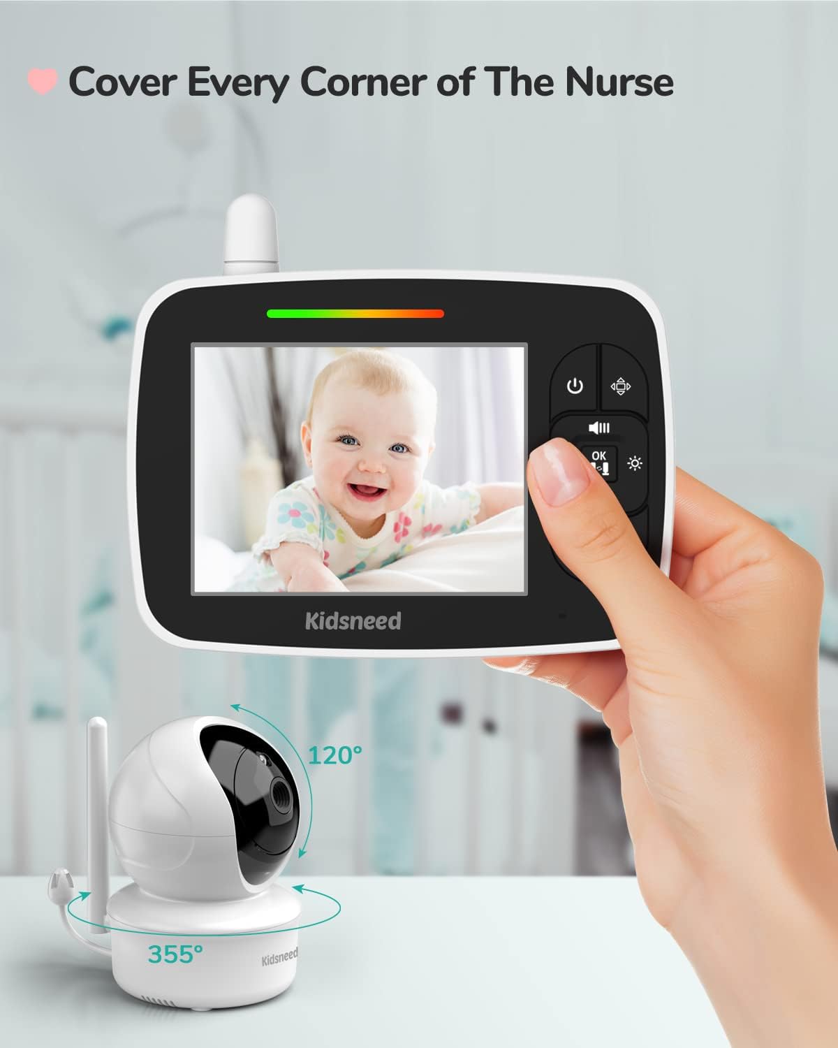 Video Baby Monitor with Pan-Tilt-Zoom Camera and Night Vision B806