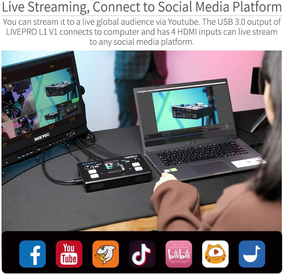 Multi Camera Video Mixer Switcher with 4 x HDMI Inputs L11132