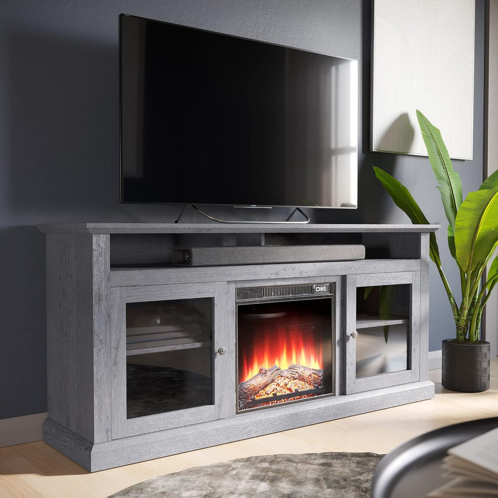 Stone Grey Electric Fireplace TV Stand Y463516