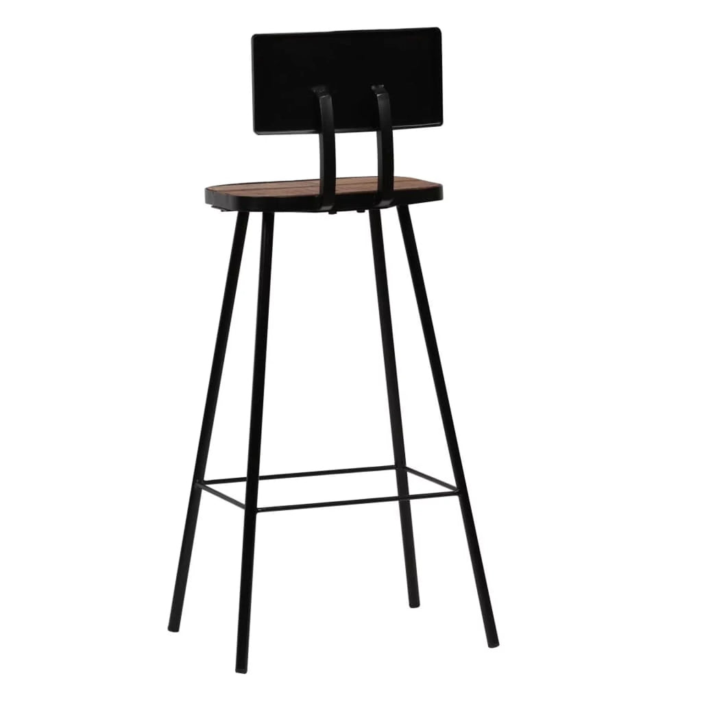 4 Piece Reclaimed Wood Bar Stools with Backrest Steel Frame X401