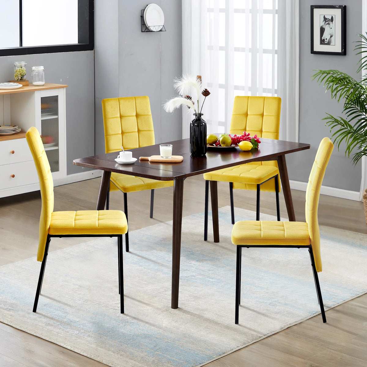 Yellow Velvet Dining Chairs Set Of 4 J6500