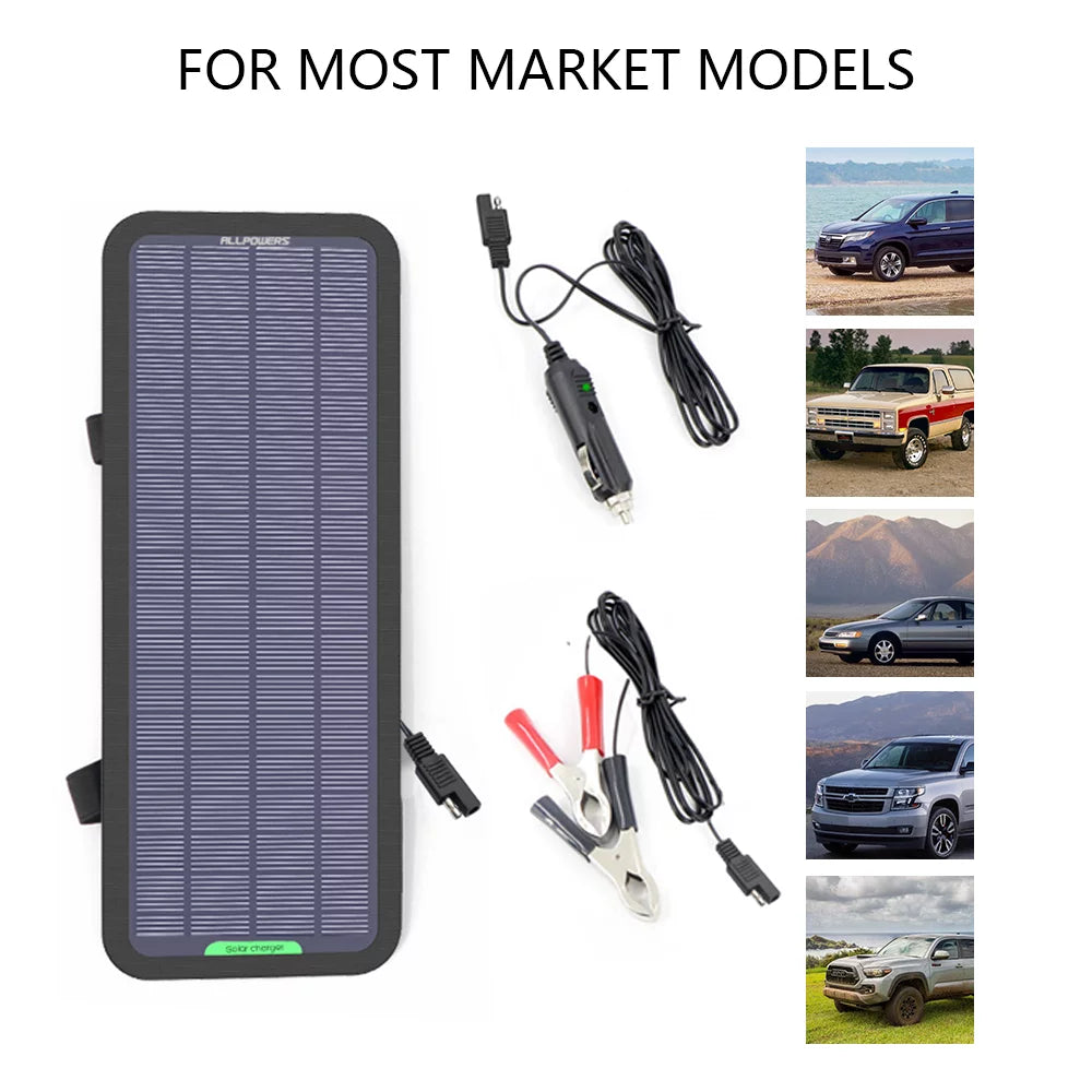 5W 12V 18V Solar Battery Maintainer Portable Solar Panel Kit R4094