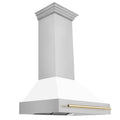 36 Inch Range Hood with White Matte Shell and Gold Handle A749