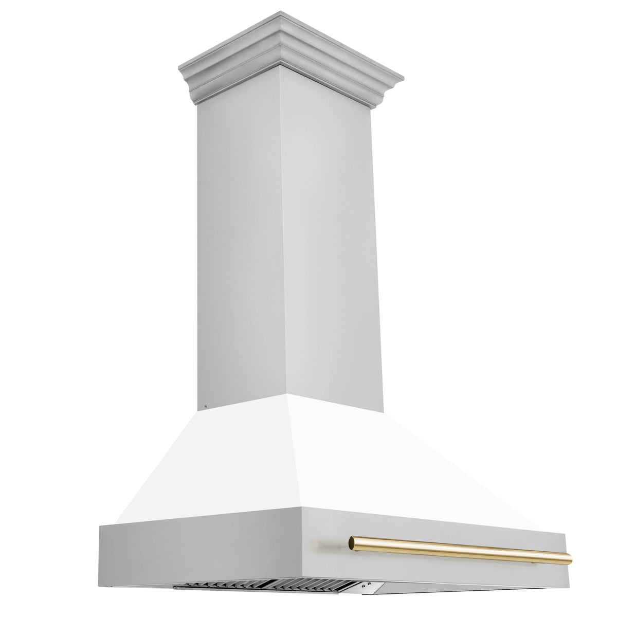 36 Inch Range Hood with White Matte Shell and Gold Handle A749