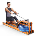 Water Rowing Machine with LCD Monitor 350 LB Wood Rower L6263