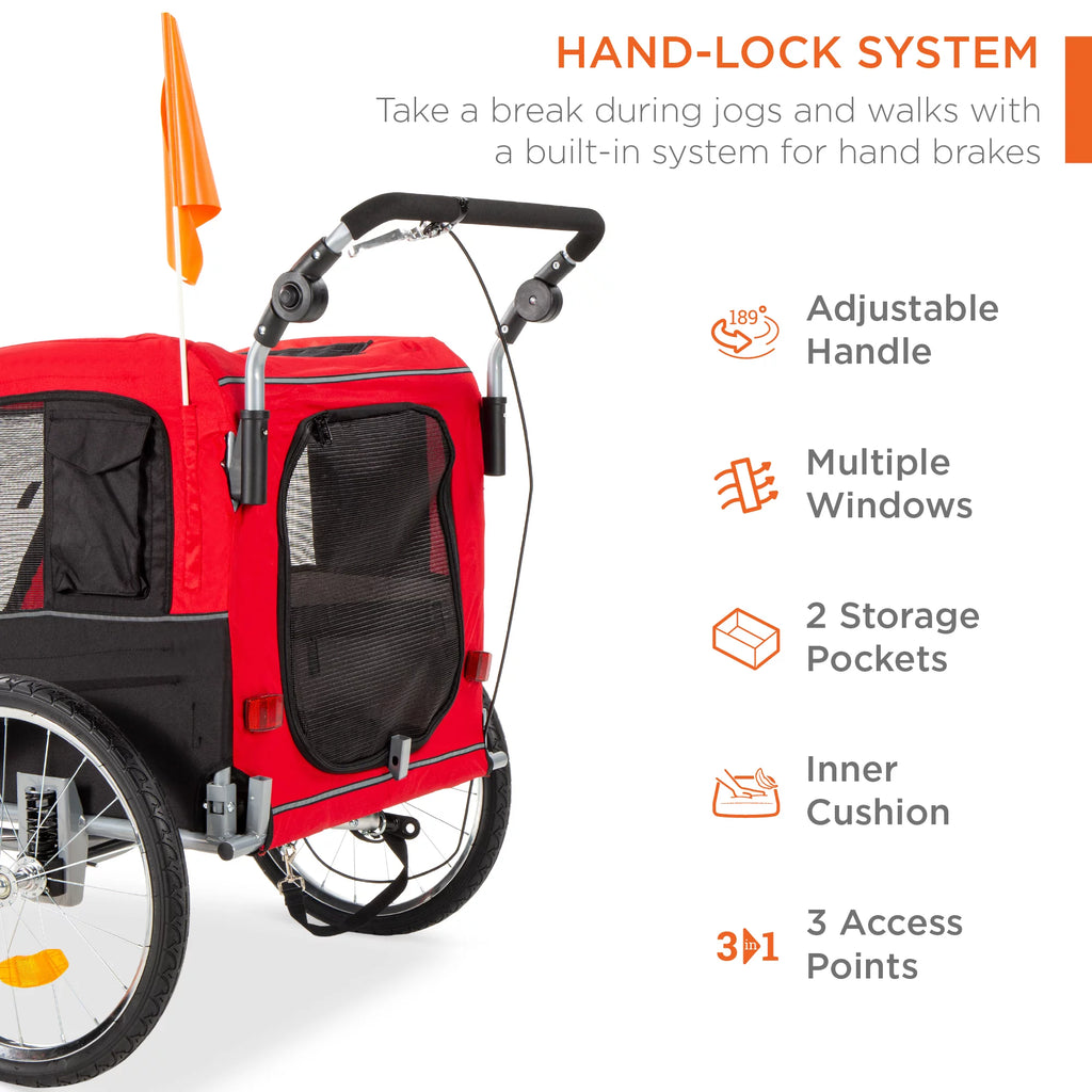 2-in-1 Dog Bike Trailer Pet Stroller Bicycle Carrier H407846