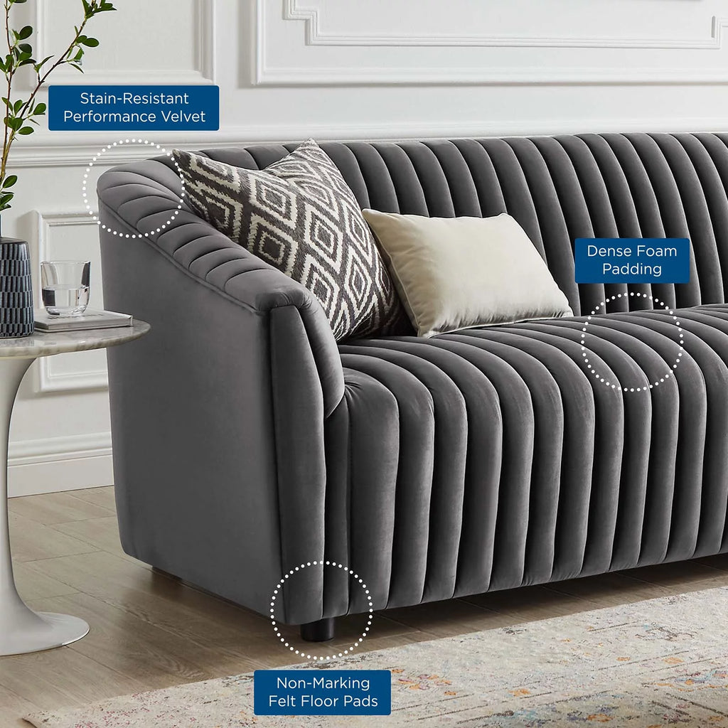 Charcoal Grey Velvet Tufted Sofa O505824
