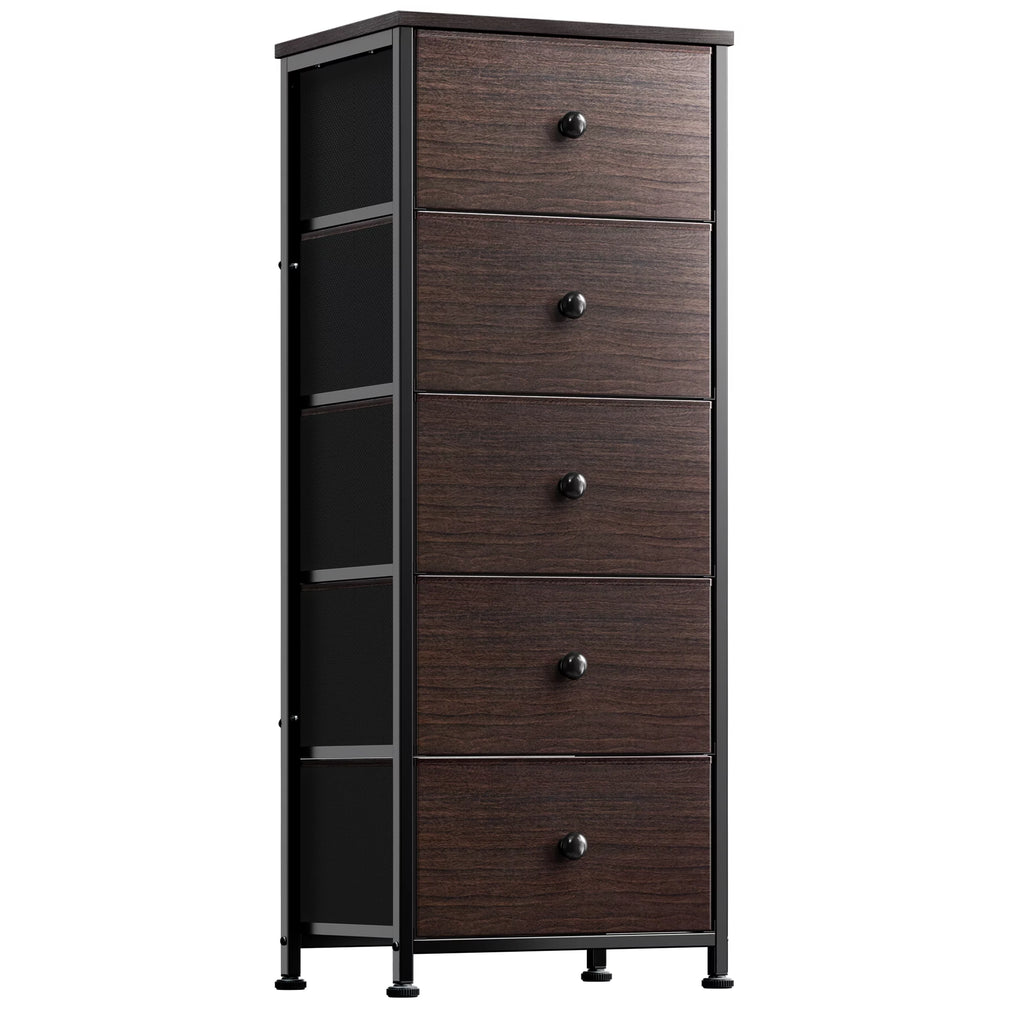 Rustic Brown 5 Drawer Faux Leather Dresser Y1256